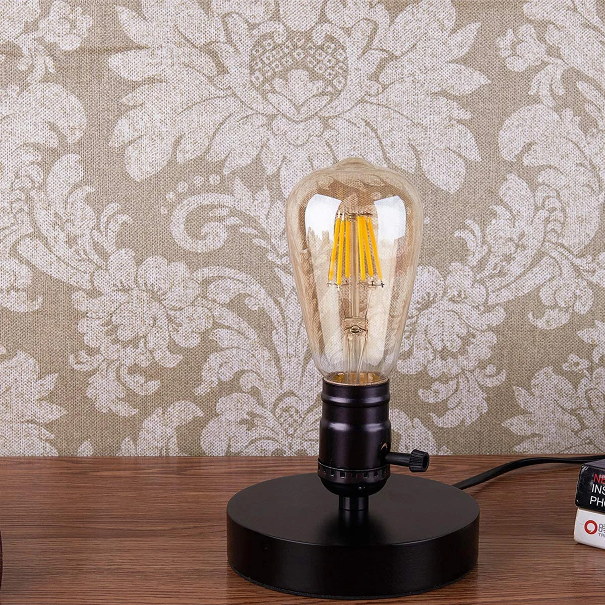 

Vintage Simple Led Cafe Table Lamp Base,Industrial Vintage Desk Lamp with Plug Switch Bedside Lamp Holder for Home LightingDecor