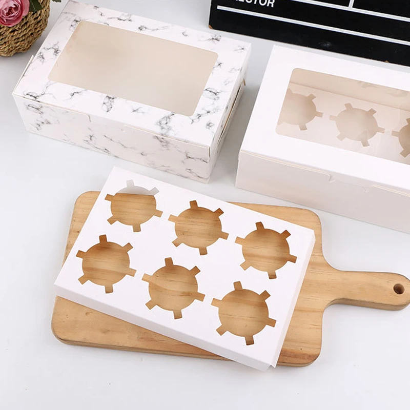 2/4/6 отверстия сверху прозрачным окном упаковка кекса коробка из крафт бумаги