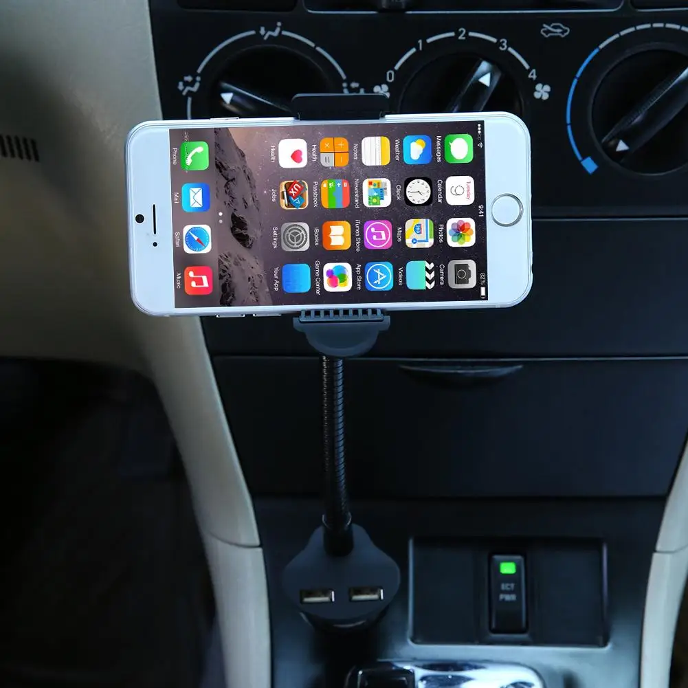 

ALLOYSEED Universal Car Mount Charger 2 USB Ports 360 Degree Rotating Car Charging Holder Cradle For iPhone 7 6S 6 Plus 5S