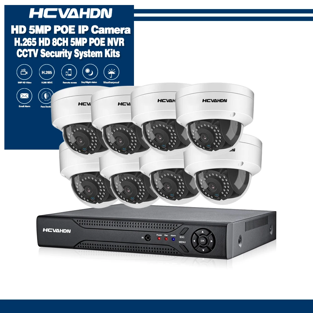 16CH 8CH 5MP видеонаблюдение Безопасность NVR Kit Системы 4MP 3MP с аудиовходом POE Запись