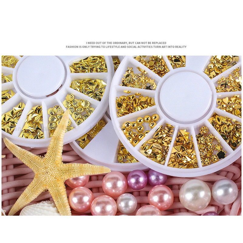 Nail Art Decorations Charms Jewelry Metal Star Moon Gem Pearl Golden Sticker Supplies Ornament TXTB1 | Красота и здоровье