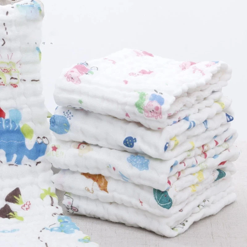 

25*50cm 5pcs/set Baby towel 100% Cotton Square Muslin Baby Towels 6 Layers Water Washing Handkerchief Newborn Baby Nursing Towel