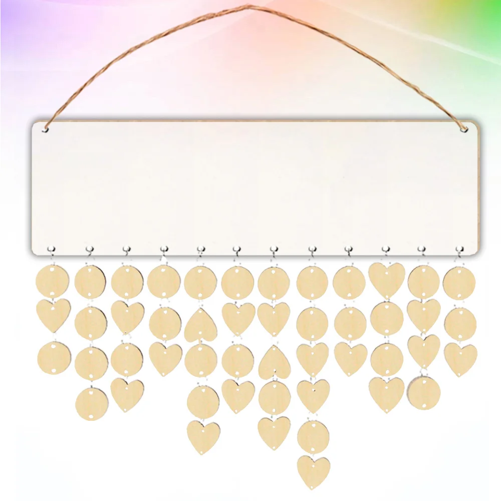 

Birthdays Calendar Set Blank Hanging Plaque DIY Wood Slices Pendant Wall Birthday Reminder