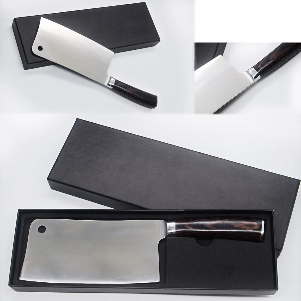 7 дюймов Нержавеющая сталь ножей шеф повара с деревянной ручкой коробкой для
