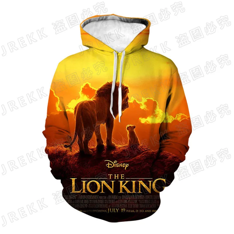 Толстовка с капюшоном Король Лев для мужчин и женщин Модный свитшот 3D принтом