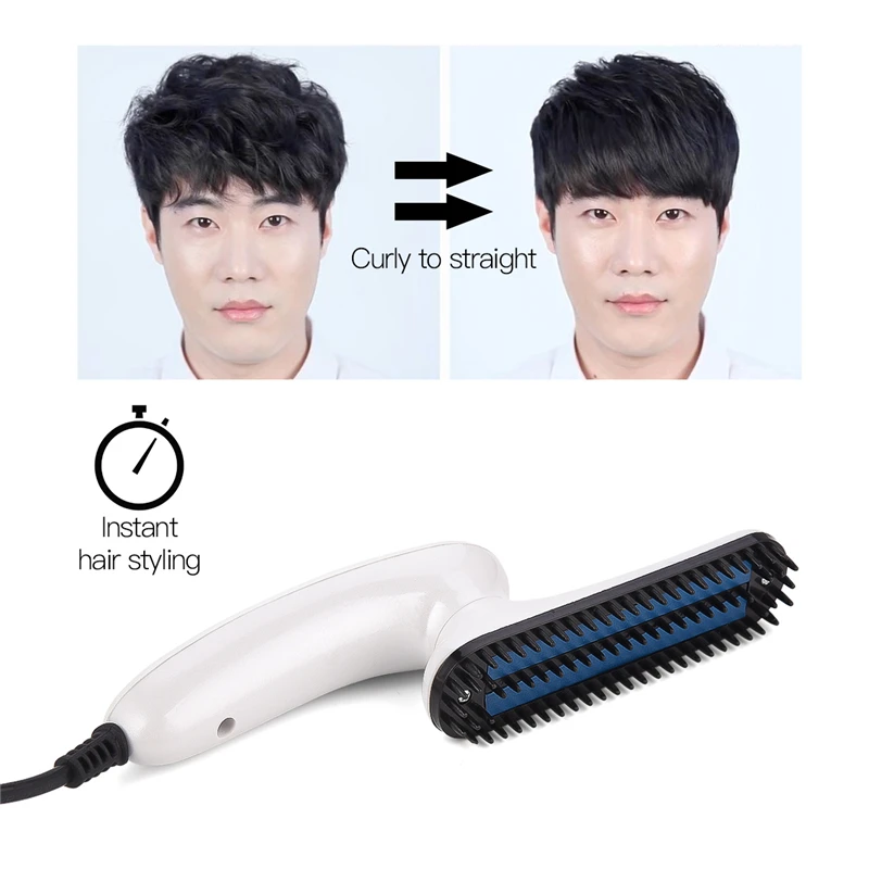 Мини Складная Мужская щетка для выпрямления волос Электрический выпрямитель
