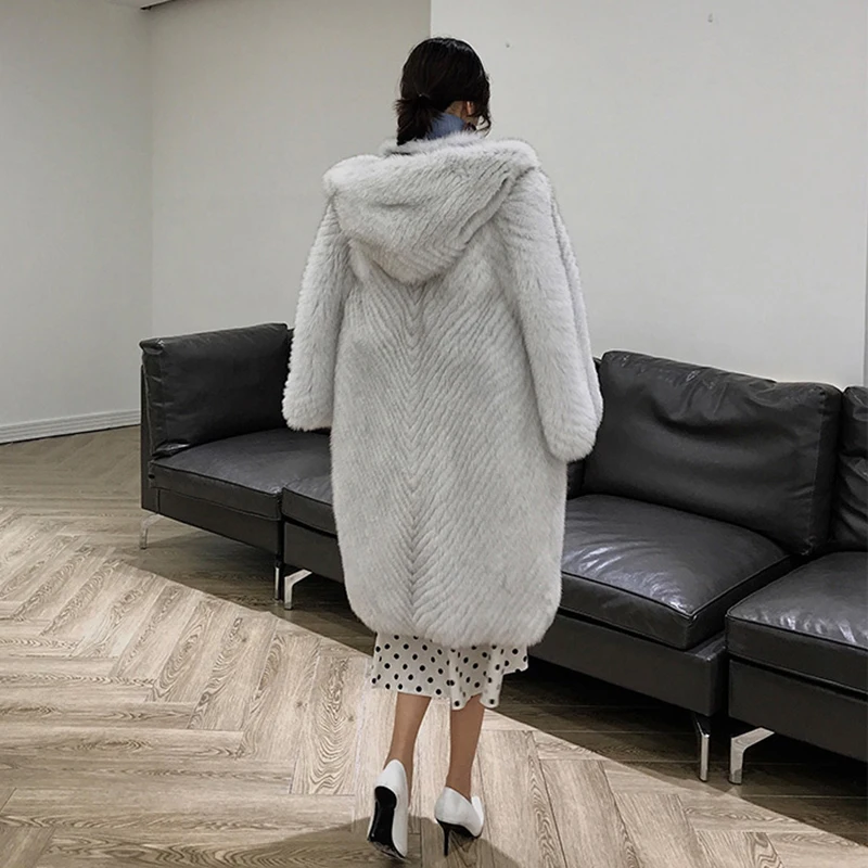 Women Real Fox Fur Coat With Hood Winter Thick Warm Luxury Fur Overcoats 2022 New Luxury Genuine Whole Skin Fox Fur Coat Natural