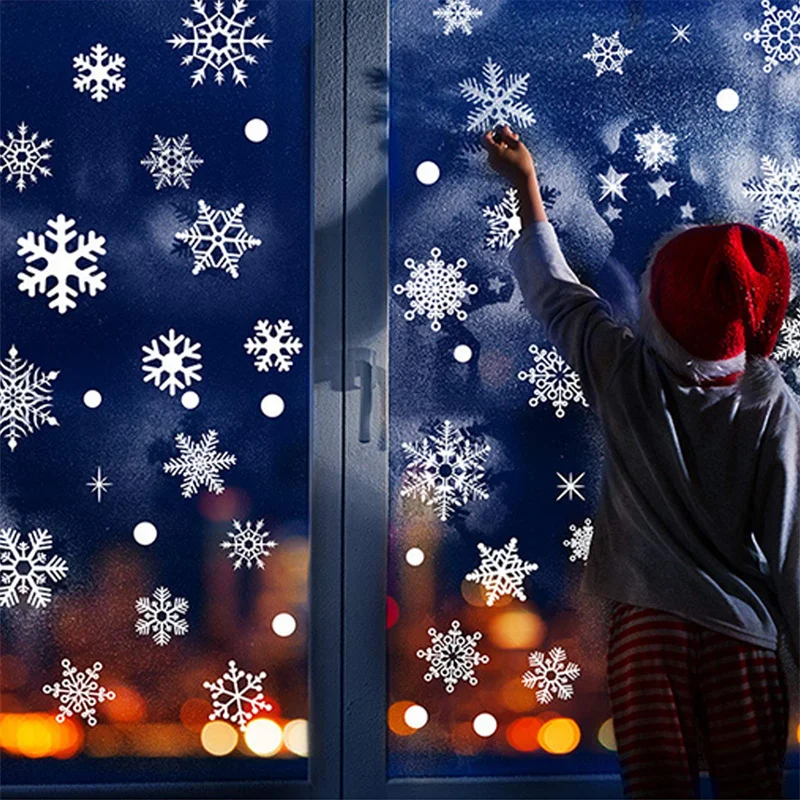 Рождественская Снежинка Электростатическая Наклейка для окна детской комнаты