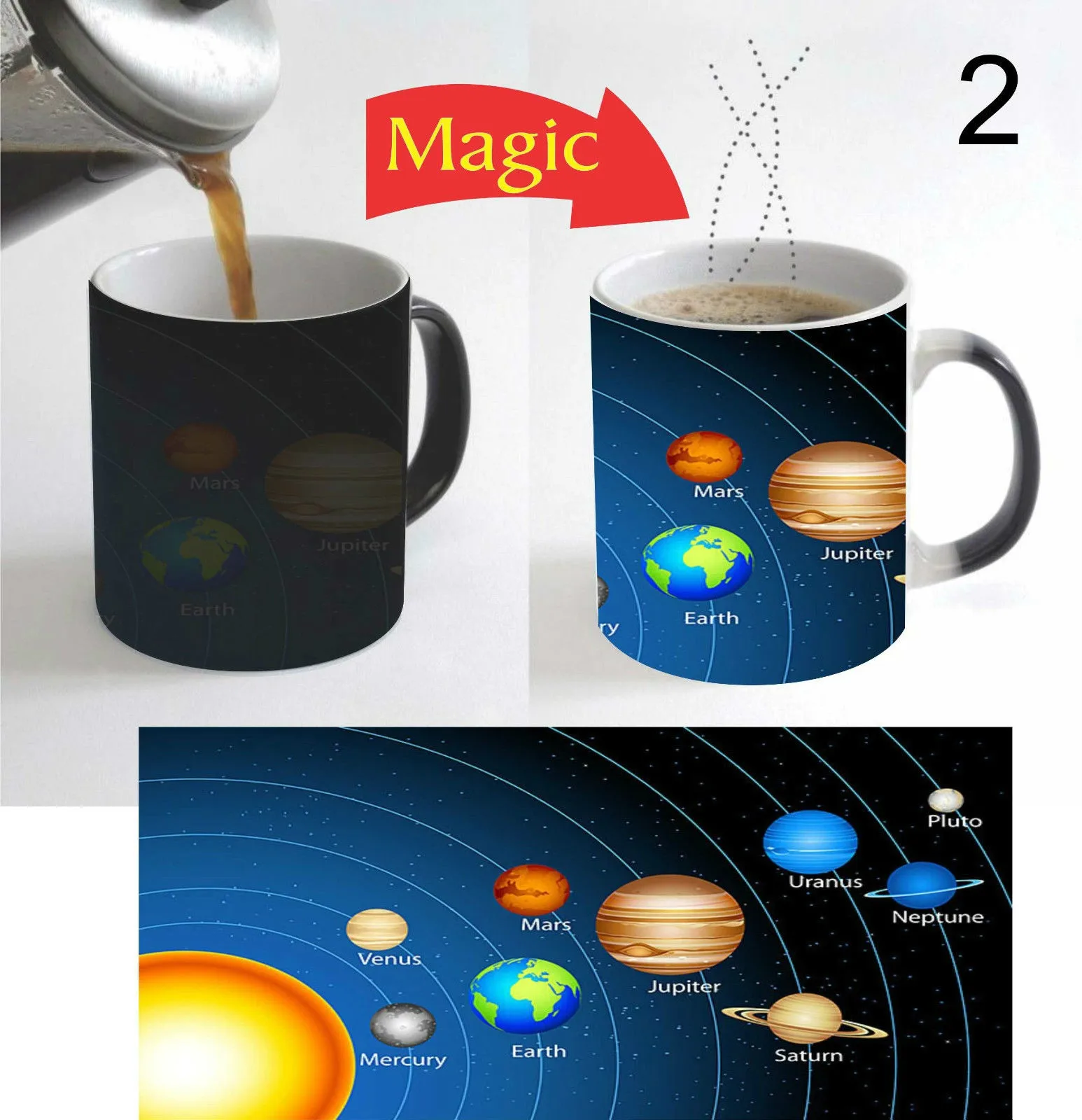 Beautiful Solar System Planets Color Change Magic Coffee Mug 11 Oz Gift - 2 | Дом и сад