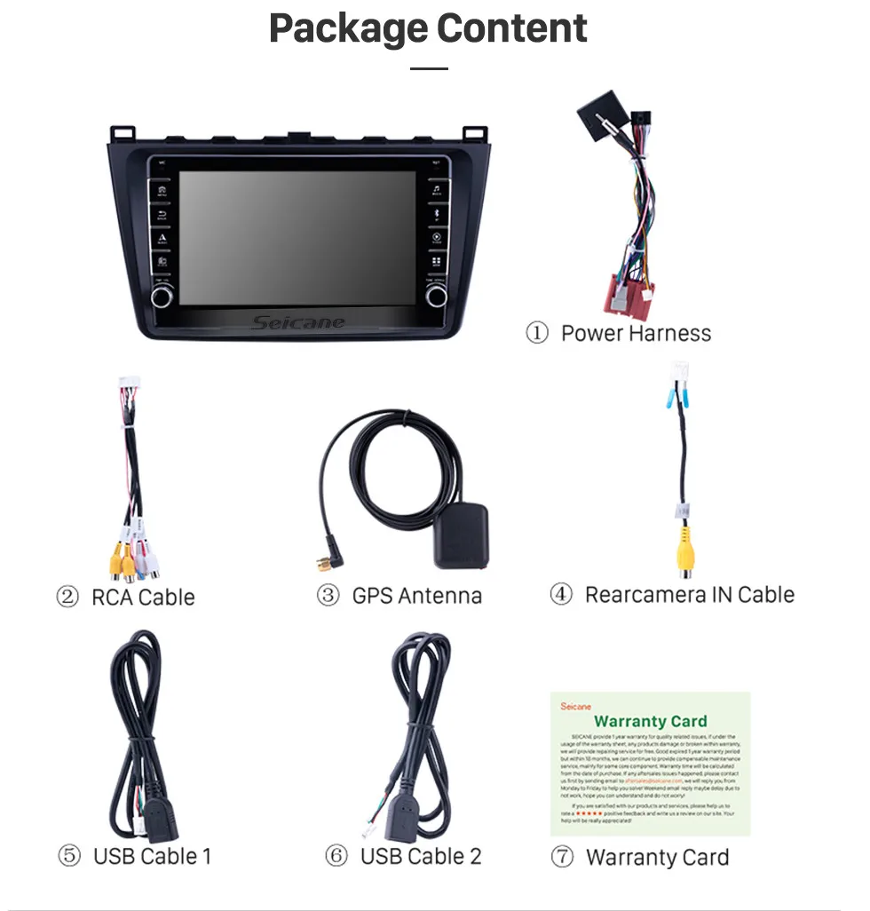 Seicane для Mazda 6 Rui wing 2008 2009 2010 2011- Android 9,1 автомобильный gps-навигатор плеер стерео 2DIN ram 2 Гб rom 32 ГБ