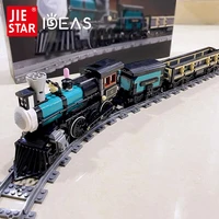 jiestar creative expert ideas th 10 steam train railway express bricks moc modular technical model building blockstoys 59001