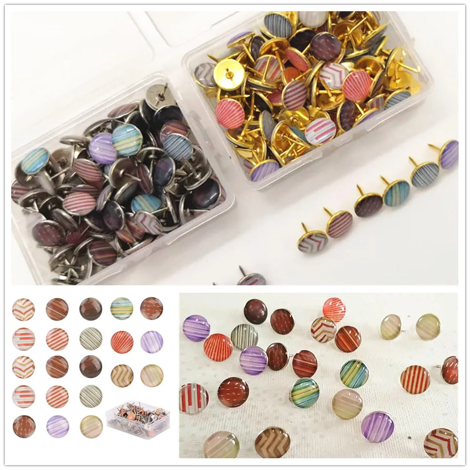

120pcs/box Push Pins Board Safety Colored Push Pins Drawing Photo Wall Studs Office School Accessories Supplies
