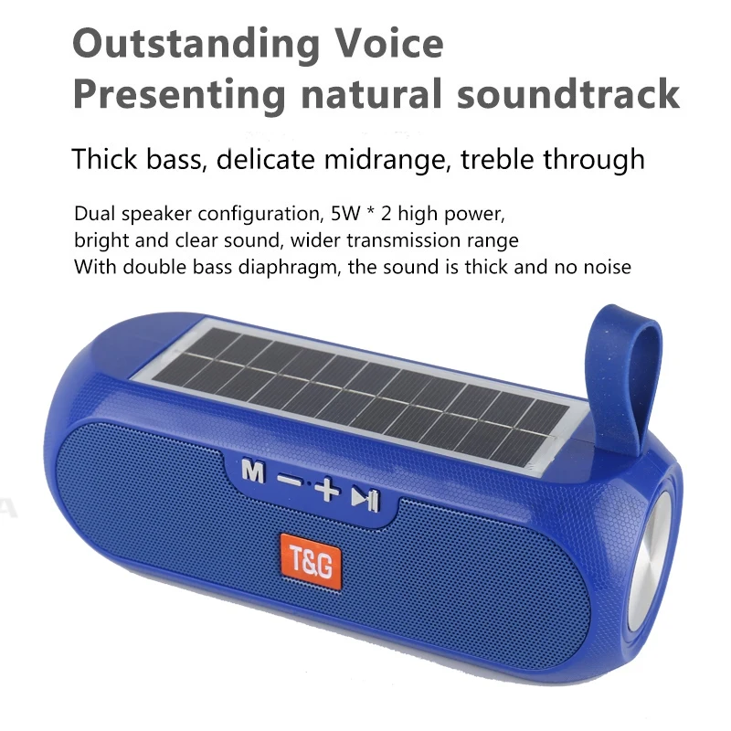 

Bluetooth Speakers,Portable Bluetooth Speaker Stereo Music Box Solar Power Bank Waterproof USB AUX FM Radio
