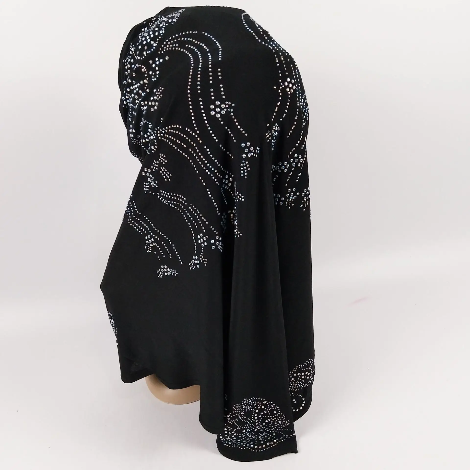 Малазийский мусульманский хиджаб шарф однотонная хлопковая шаль с бриллиантами