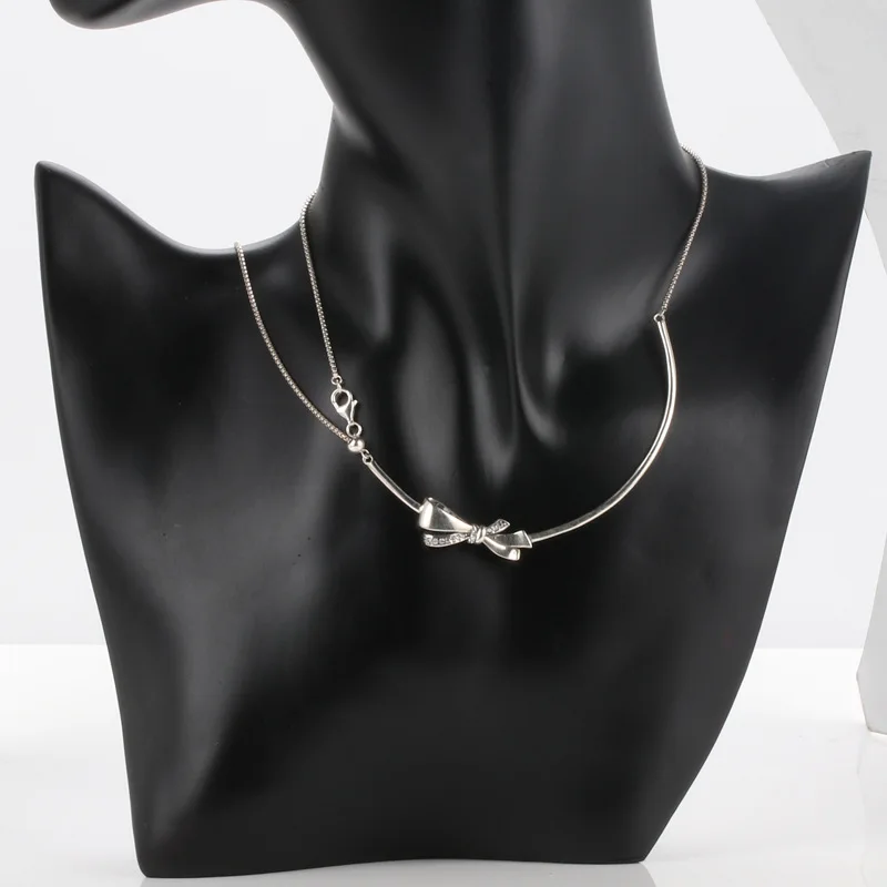 

Authentic S925 Sterling Silver Necklace New Gorgeous Bow Necklace Simple Versatile Necklace