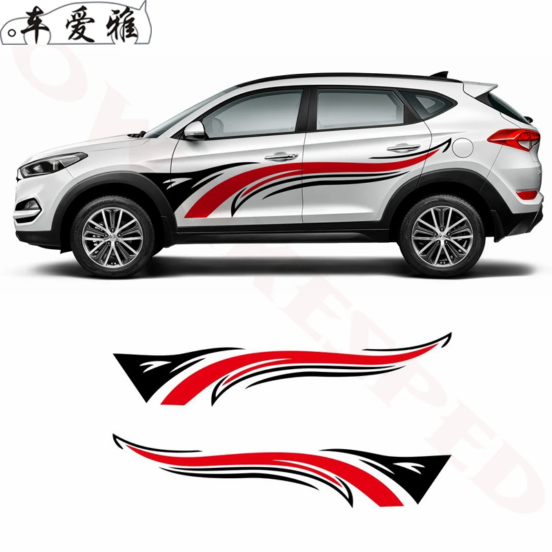 

Car Styling Flame Sport Stripes Graphics Decor Decals Auto Body Door Stickers Vinyl Decal Sticker For Hyundai Tucson