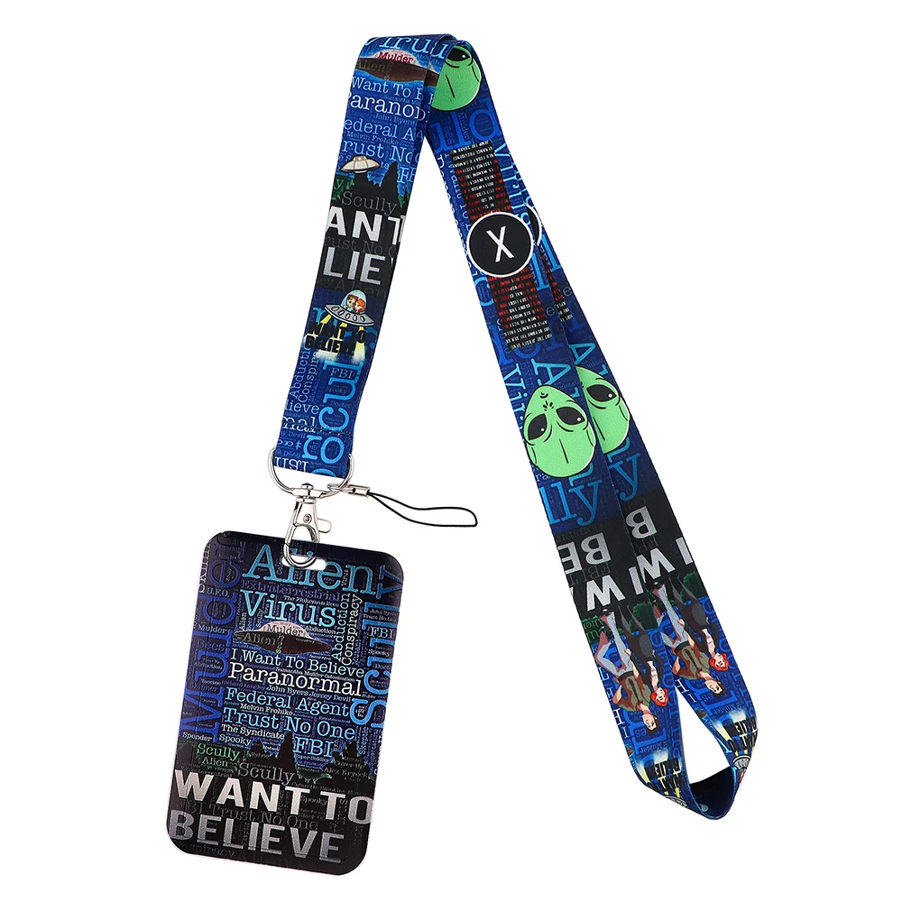 

20pcs/lot J2865 Cartoon Alien Movie Lanyard Mobile Phone Key Card Identification Straps USB Badges Holder With Card Cover