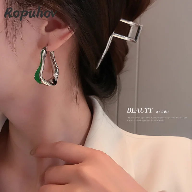 

Новинка 2021, Женская Серебристая игла Ropuhov 925 в Корейском стиле, необычная Геометрическая металлическая витая фотография