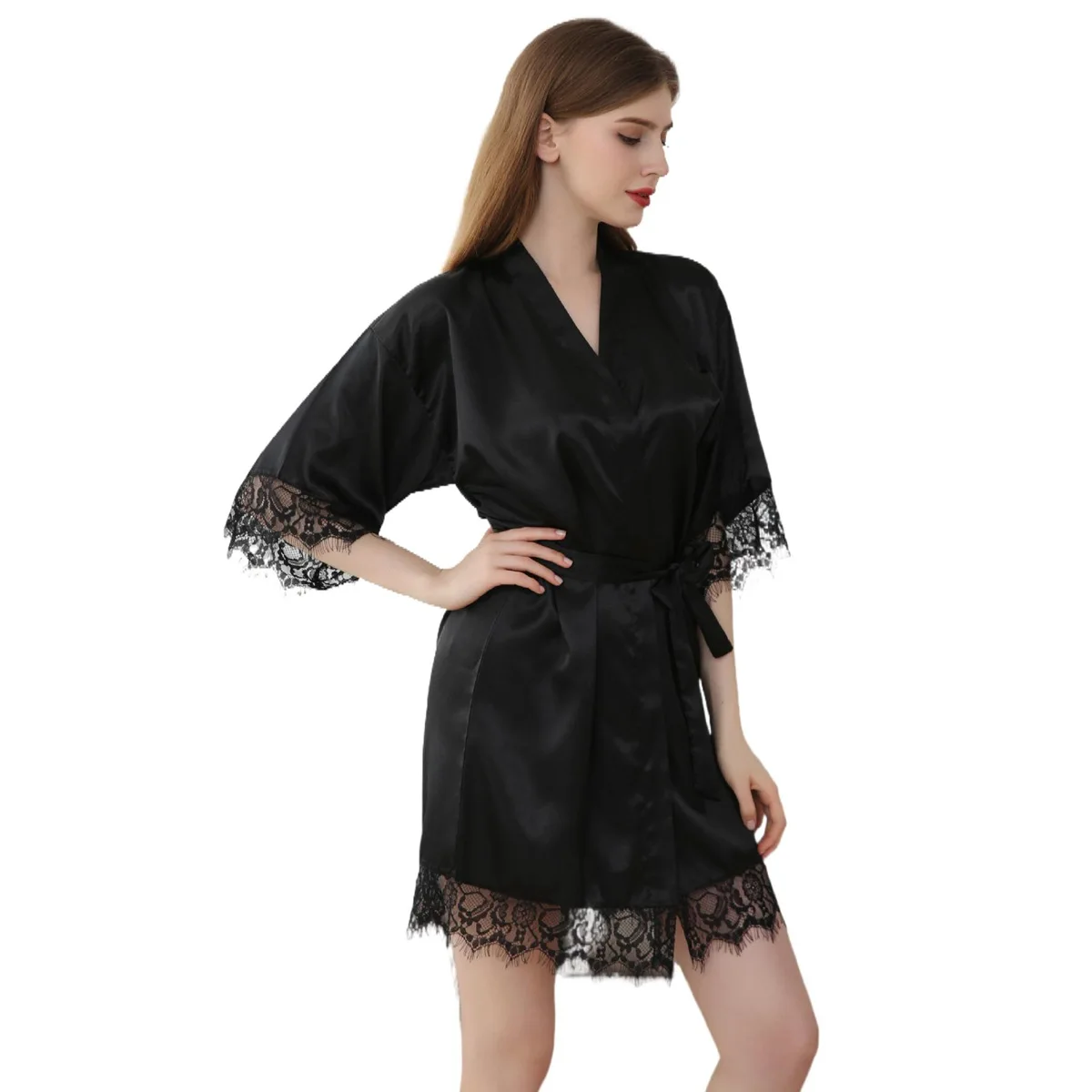 Халат-кимоно женский кружевной нижнее белье в стиле пэчворк пикантная Короткая