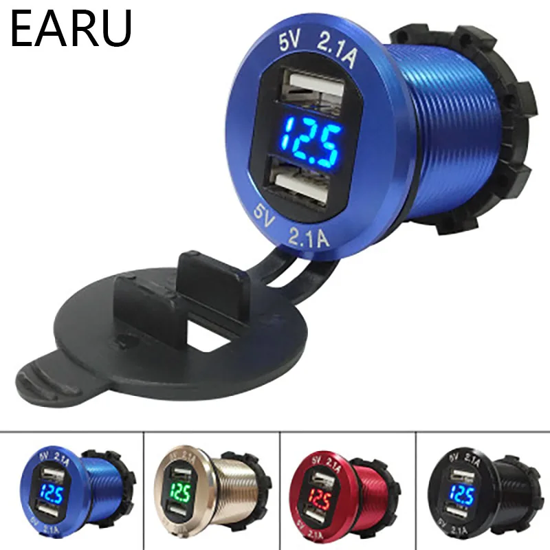 Quick charge Metal 5V 4.2A Dual usb charger Voltage Meter Voltmeter Display Car Suitable for cars ships and motorcycles | Инструменты