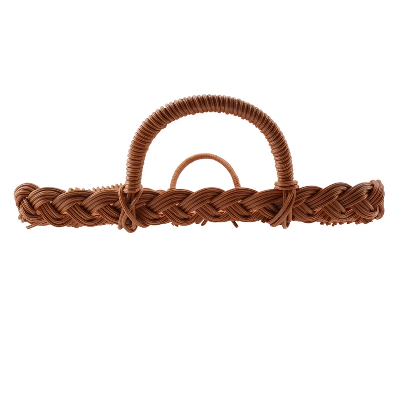 

Double-Ear Handle Square Tea Set Storage Tray Living Room Desktop Hand-Woven Bread and Fruit Basket PP Rattan Tray