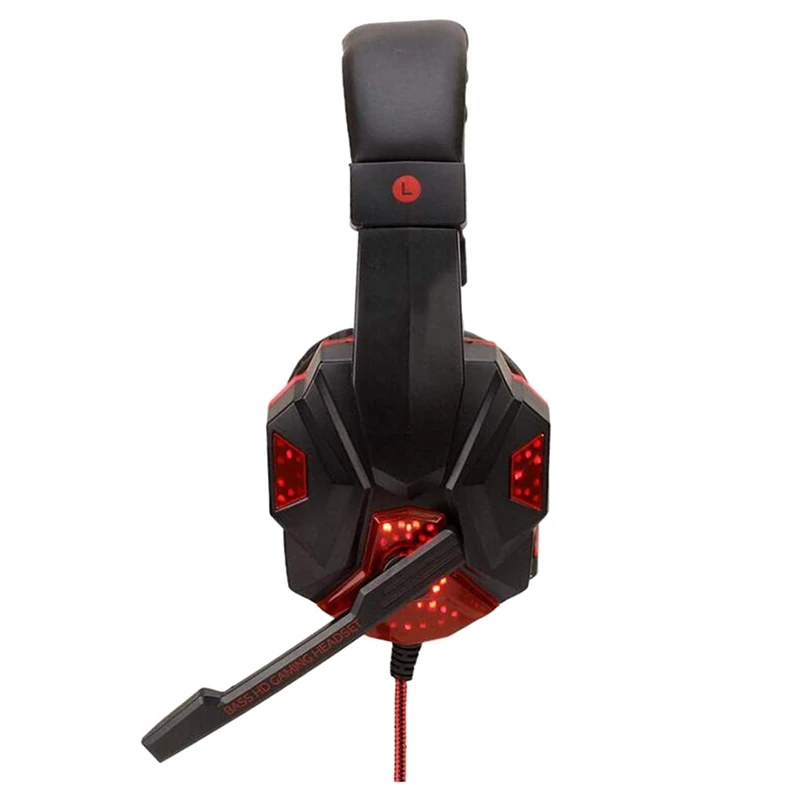 

SY830 Headset Wired Earphone Gaming Headset PC Luminous Gamer Stereo Headphone Folding Headset Black and Red