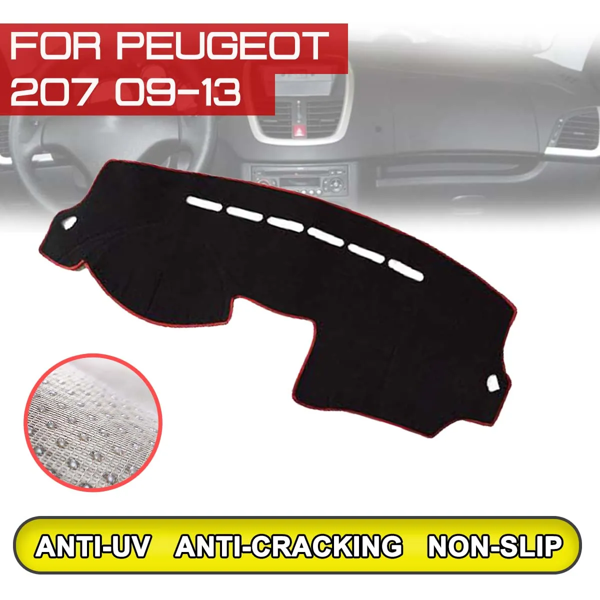 

Для Peugeot 207 2009 2010 2011 2012 2013 приборной панели автомобиля коврик анти-грязный Non-slip Dash крышка коврик Защита от ультрафиолетовых лучей тени
