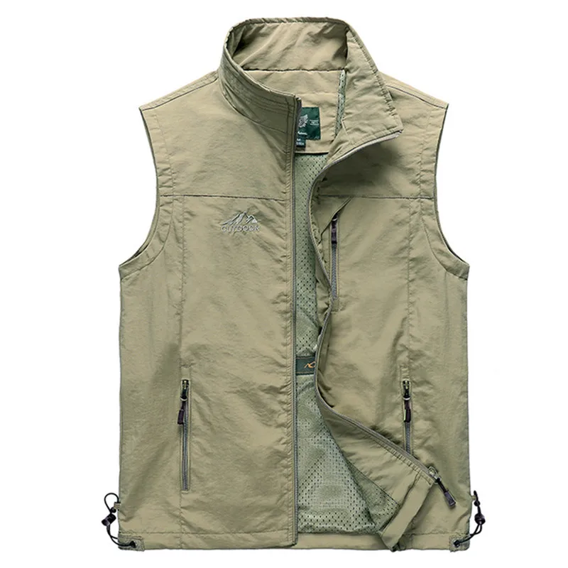 

Outdoor Hiking Vest Men Waistcoat Sleeveless Jackets Summer Quick Dry Photography Fishing Military Tourism Drift Thin Vests 6XL