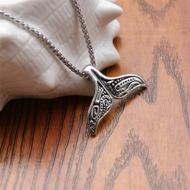 Винтажная серебряная подвеска в виде рыбьего хвоста Кита ожерелье подвески
