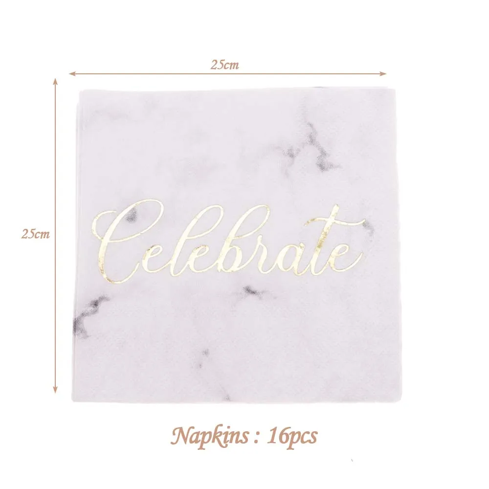 Napkins16pcs Новые Вечерние одноразовый лоток Белый Бронзовый Мраморный вечерние бумажные пластины для вечеринки, дня рождения - Цвет: Napkins16pcs