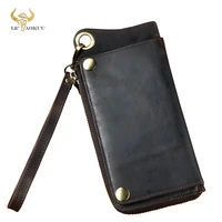fashion male organizer leather design animal emboss checkbook chain zipper pocket wallet purse clutch phone sleeve men ck001 1 d