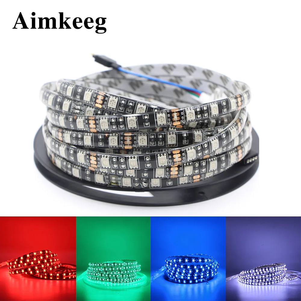 DC12V 5 м черная печатная плата RGB Светодиодная лента гибкая 5050 Водонепроницаемый светодиодный светильник полоса для светодиодный ТВ фоновый светильник ing 60 Светодиодный/м