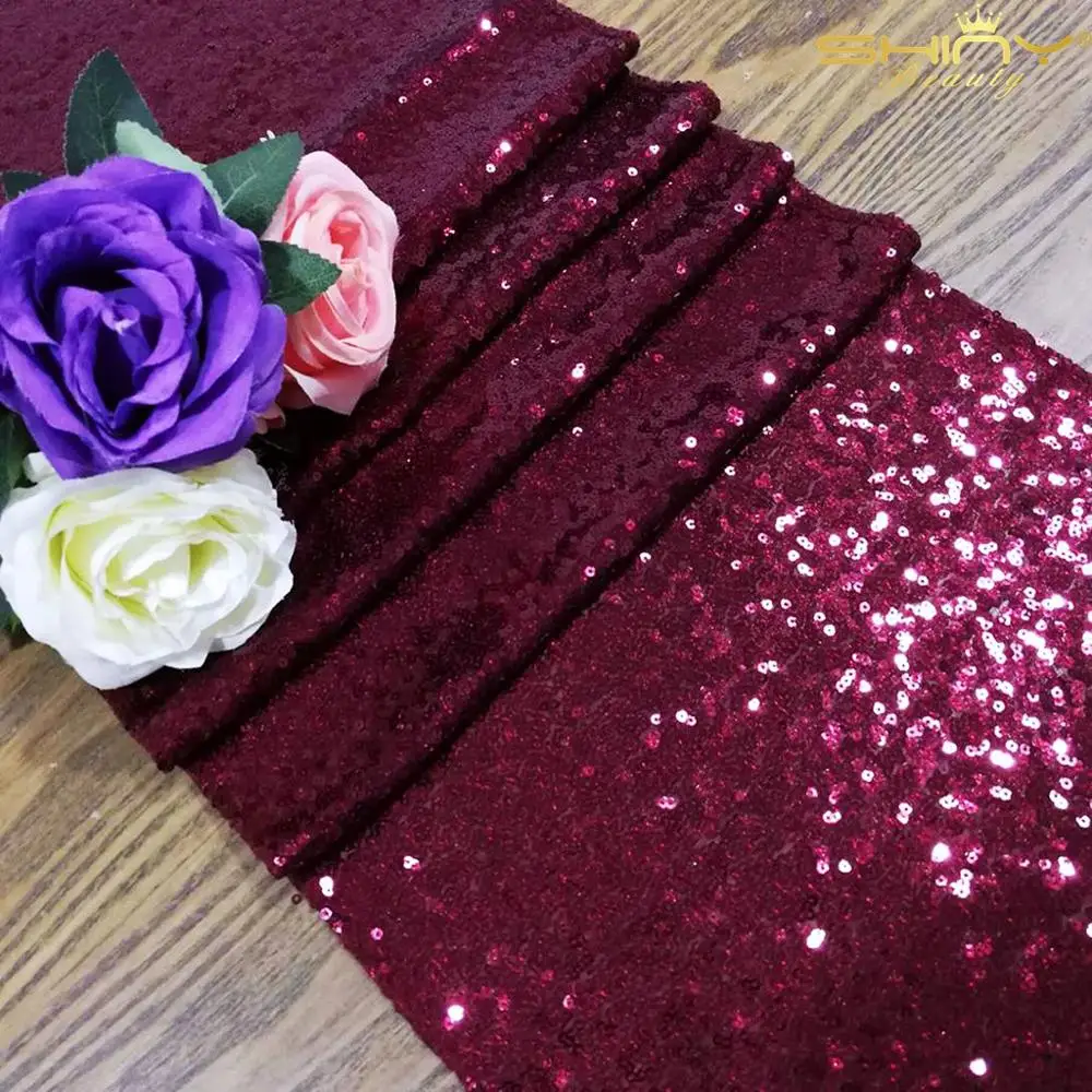 Блестящие красивые 30*275 см бордовые блестящие скатерти из полиэстера/нейлоновой