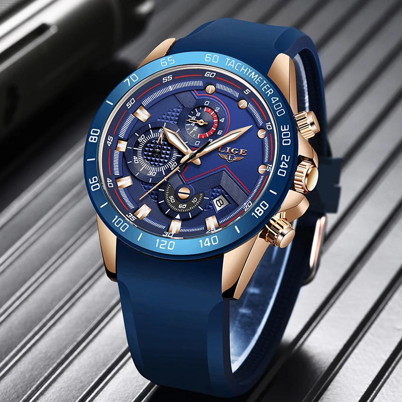 LIGE силиконовые часы мужские люксовый бренд бизнес светящиеся кварцевые