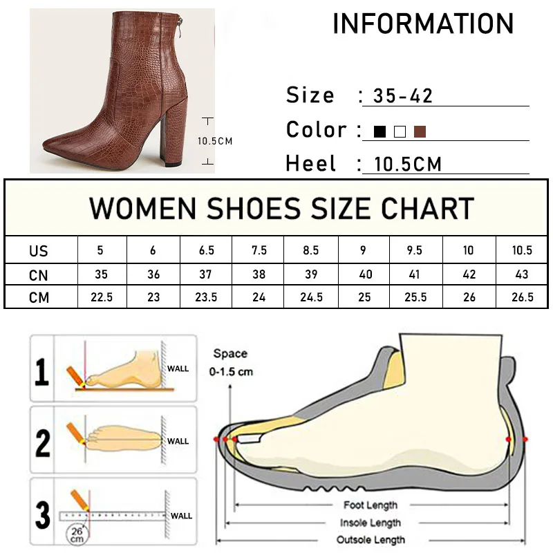 

Women Super High Heels Woman Sexy Snake Print Boots Ladies Pointed Toe Ankle Boots Female Pumps Women's Zip Shoes Big Size 35-42