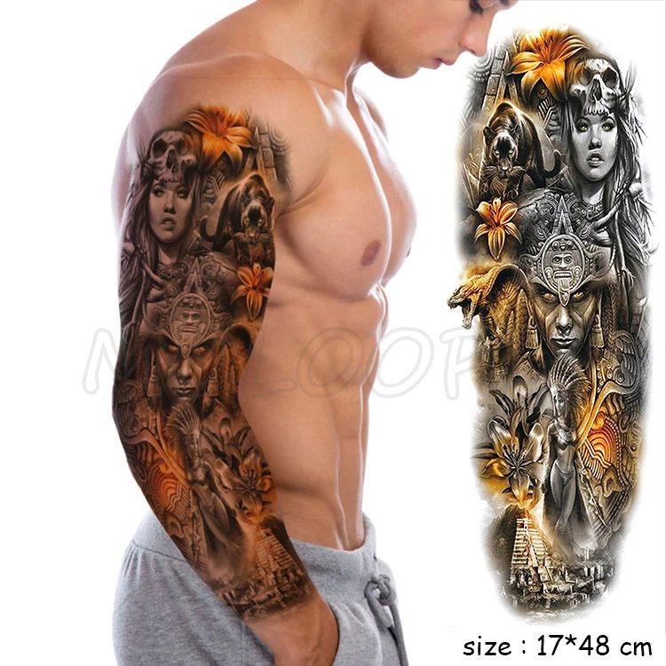 Водостойкая временная татуировка на всю руку наклейка птица лодка полынь нож Орл