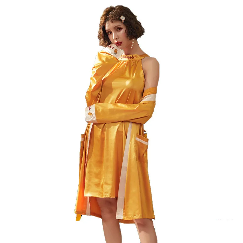 Ночная рубашка SIMISI ночная костюм с принтом из искусственного шелка сексуальный