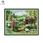 Набор для вышивки крестом в виде моста и пейзажа Aida11CT 11CT, тканевый вышитый Набор для вышивки иголками и нитями, домашний декор