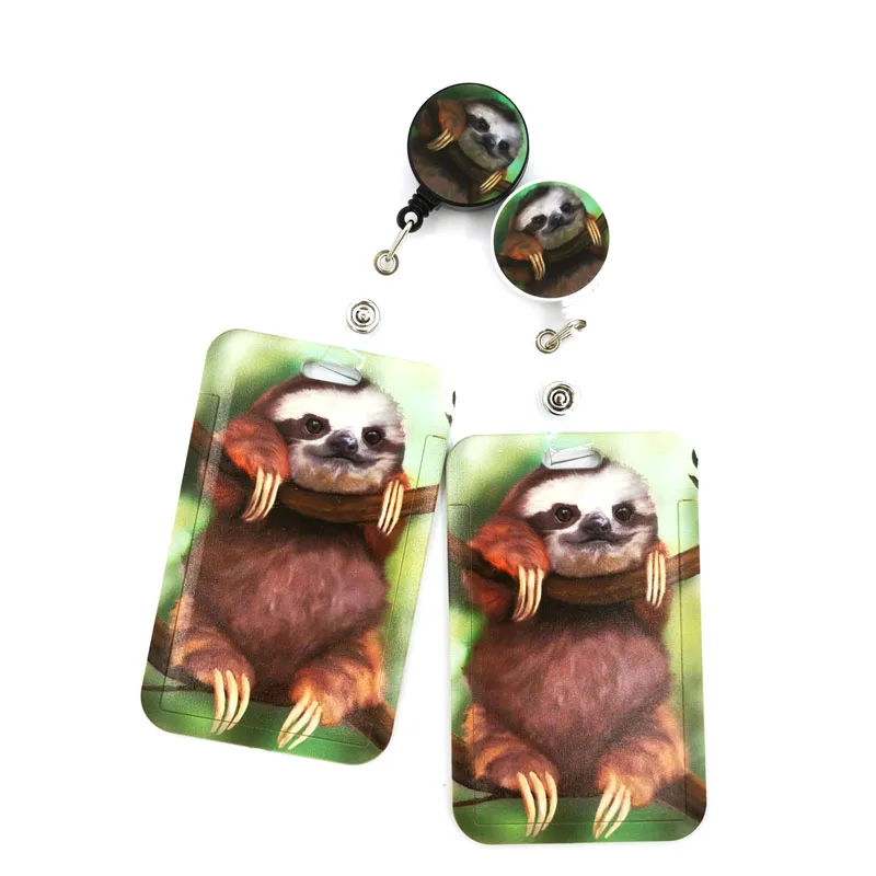 

Real Animal Sloth Cute Credit Card Cover Lanyard Bags Retractable Badge Reel Student Nurse Exhibition Card Badge Holder