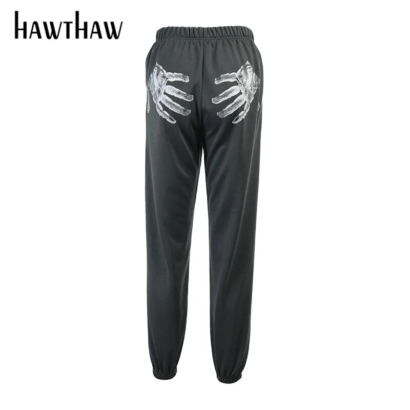 

Hawthaw Women Fashion Casual Autumn Hand Painted Black Pencil Long Sweatpants Sportswear Streetwear 2021 Fall Wholesale Clothes