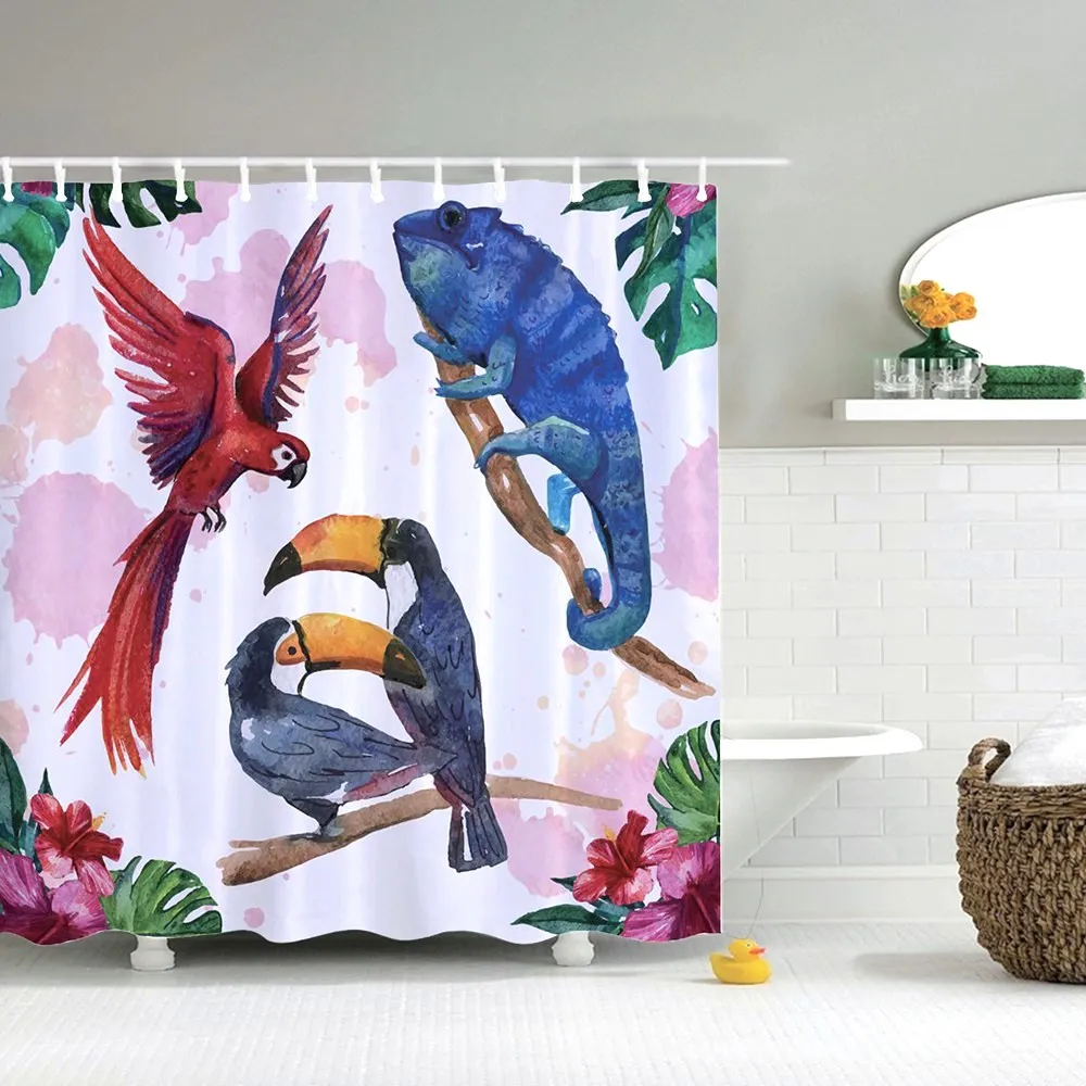 

Dafield Bird Shower Curtain Plants Theme Sunflower Vintage Style Floral on the Background of Old Letters and Newspaper Bathroom