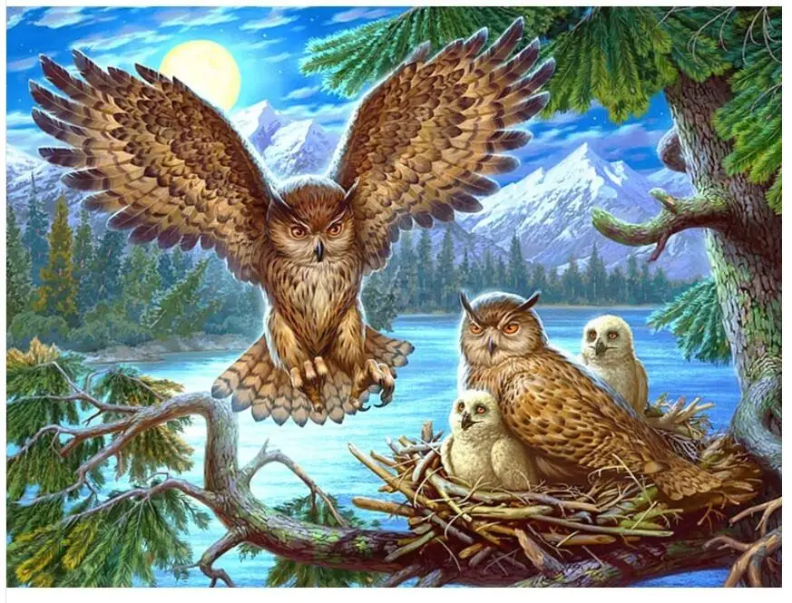 Совы Алмазная мозаика вышивка пейзаж птицы алмазная живопись искусство стразы
