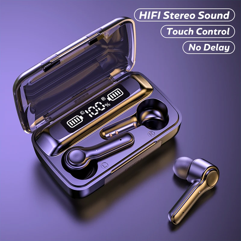 

Wireless Headphones Touch Control Sports Earphones Bluetooth-compatible 9D HiFi Bass Stereo Earphone Headset With Microphone