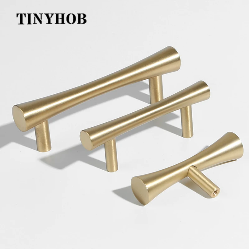Золотая для шкафа из латуни ручки Goldenwarm мебельная фурнитура T Bar кухонные дверей
