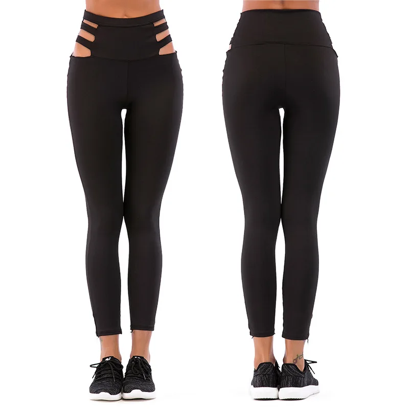 

CHRLEISURE Hollow Out Leggings Women High Waist Black Sexy Fitness Pants Women Push Up Workout Casual Skinny Gym Leggings