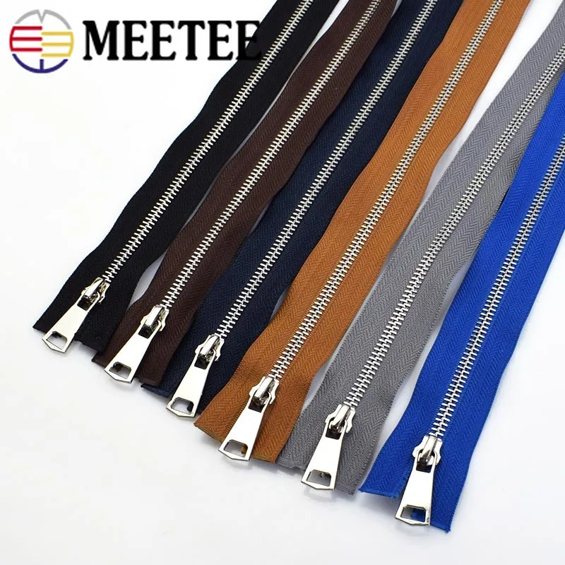 

Meetee 4pcs 40-120cm 5# Metal Open-end Zipper Auto Lock Zips for Jacket Coat DIY Garmnet OpenTail Single Head Zippers Sewing Zip