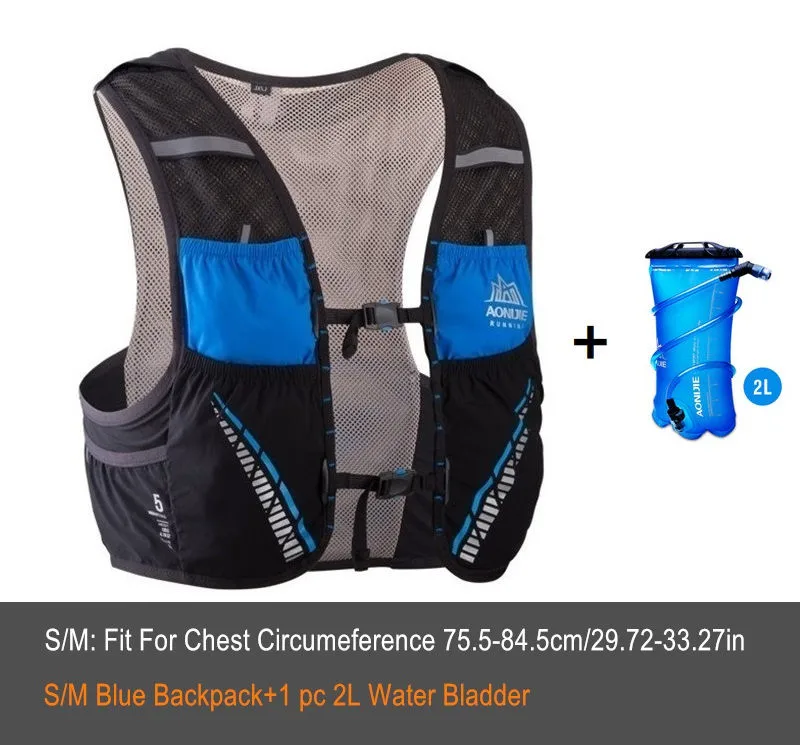 Blue-S-Set A AONIJIE C933 5L Открытый Спорт бег рюкзак марафон Trail Running жилет гидратации пакет для 2L вода сумка Велоспорт Пеший Туризм Сумка - Цвет: Blue-S-Set A