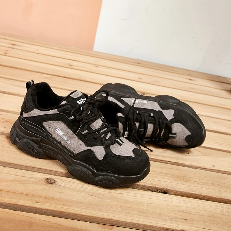 Fujin/зимние женские кроссовки на толстой подошве с перекрестной шнуровкой