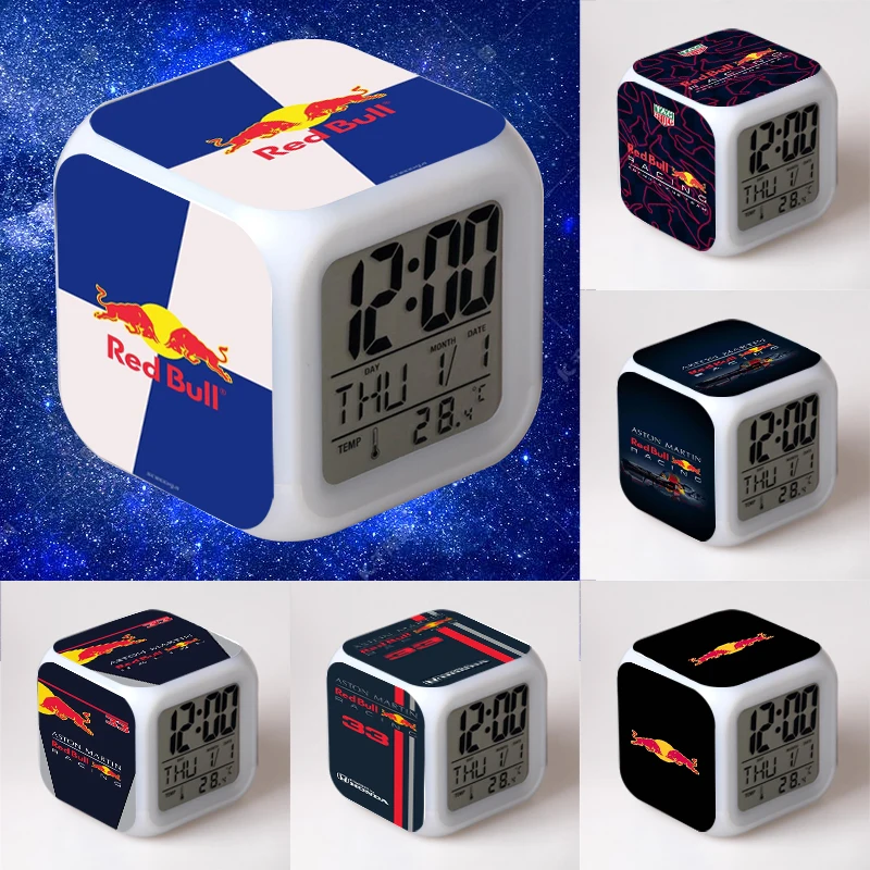 Светящийся светодиодный Будильник RED drink Bulls цифровой будильник для детской