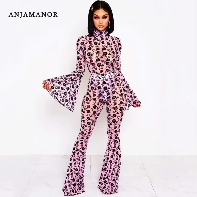 Женский комплект из 2 предметов ANJAMANOR розовые вечерние Клубные наряды с цветочным